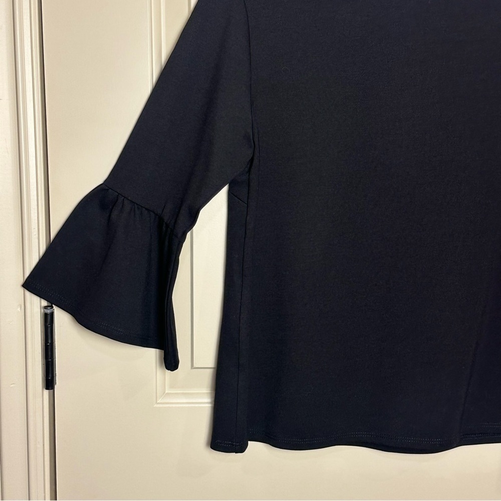 Jude Connally Dixie Ponte Black Pullover Top 3/4 Bell Sleeve Scoop Neck NWT XS - Picture 12 of 14